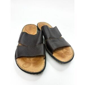 Born Brown Leather Slider Sandals Sz 9